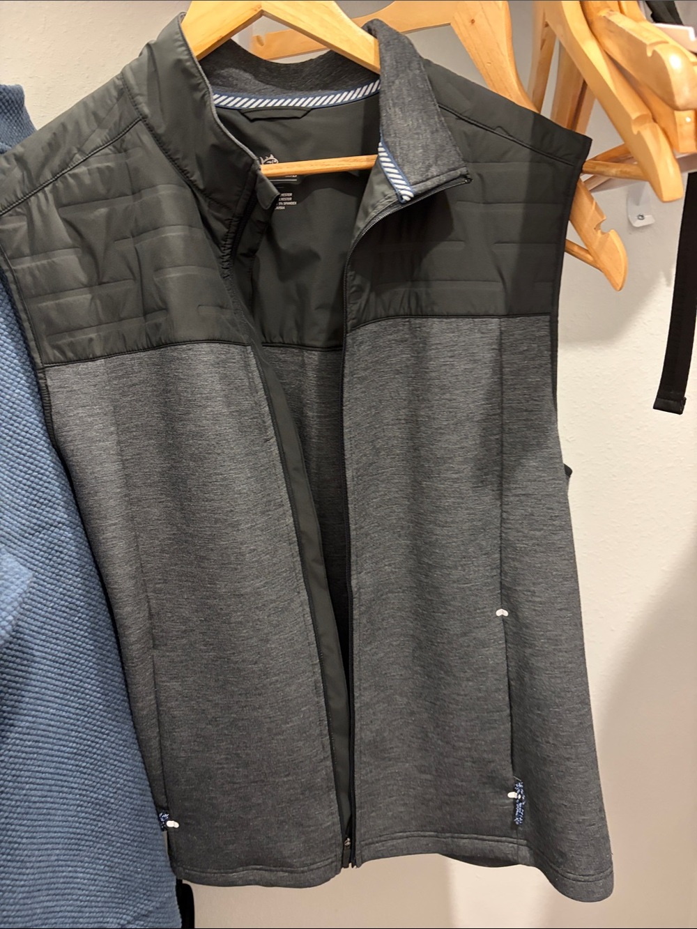 Southern Tide Gray and Black Quilted Yoke Vest